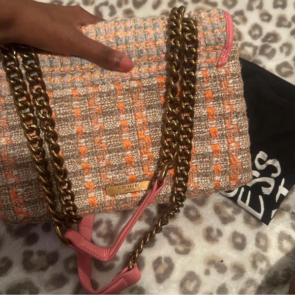 Kurt Geiger Tweed Crossbody Bag - Pink and Orange - Picture 3 of 4
